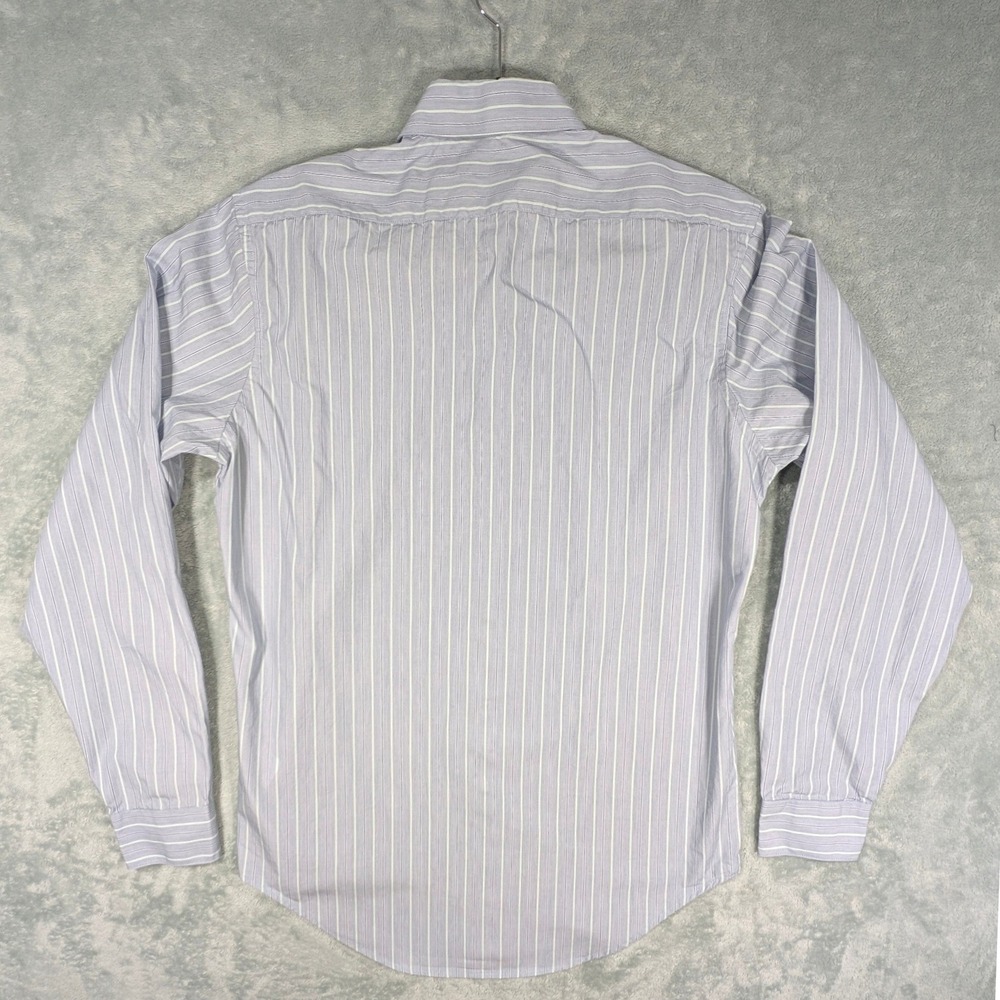 DKNY Mens Slim Fit Striped Dress Shirt Blue Green White Striped 15‎ 34/35 Cotton - Picture 3 of 8